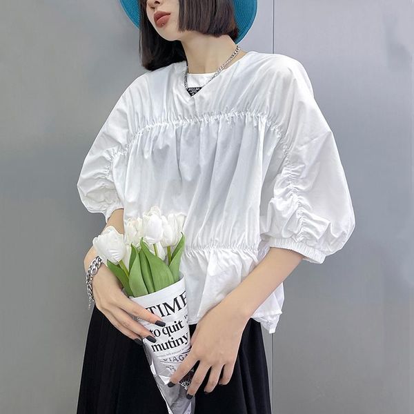 women's t-shirt women white pleated big size thin round neck three-quarter sleeve fashion tide spring summer 2021 z679
women's t-shirt women white pleated big size thin round neck three-quarter sleeve fashion tide spring summer 2021 z679