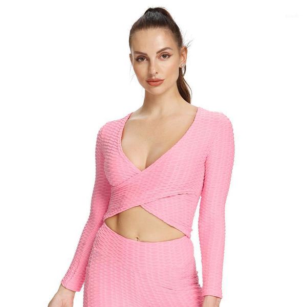 women long sleeve running shirts exposed navel yoga t-shirts quick dry fitness gym crop jacquard sports outfit
women long sleeve running shirts exposed navel yoga t-shirts quick dry fitness gym crop jacquard sports outfit