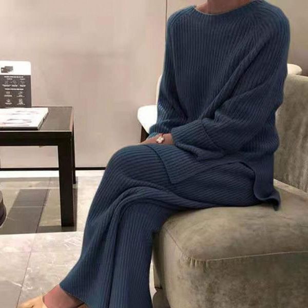women's two piece pants fall winter korean casual loose elegant vintage runway knitted pullover + wide leg suits pieces se, White
women's two piece pants fall winter korean casual loose elegant vintage runway knitted pullover + wide leg suits pieces se, White