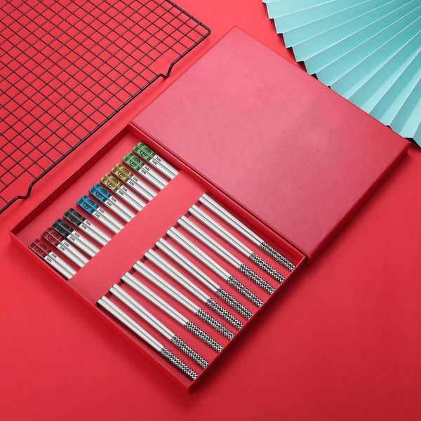 chopsticks stainless steel reusable multicolor lightweight metal 10 pairs gift set
chopsticks stainless steel reusable multicolor lightweight metal 10 pairs gift set