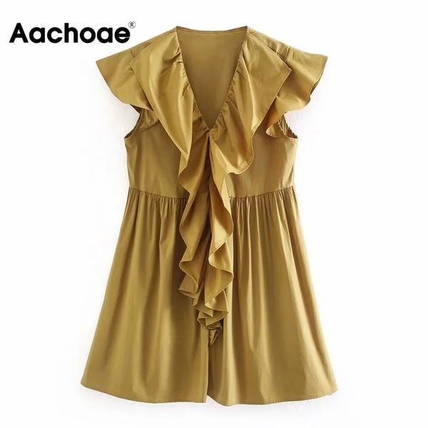 aachoae summer v neck pleated dress butterfly short sleeve loose casual mini dresses for women ruffles khaki color cotton dress 210413, Black;gray
aachoae summer v neck pleated dress butterfly short sleeve loose casual mini dresses for women ruffles khaki color cotton dress 210413, Black;gray