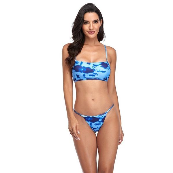 women's swimwear 2021 swimsuit tie-dye blooming double-shoulder strap tube bikini 2-piece female wire solid polyester, White;black 
women's swimwear 2021 swimsuit tie-dye blooming double-shoulder strap tube bikini 2-piece female wire solid polyester, White;black