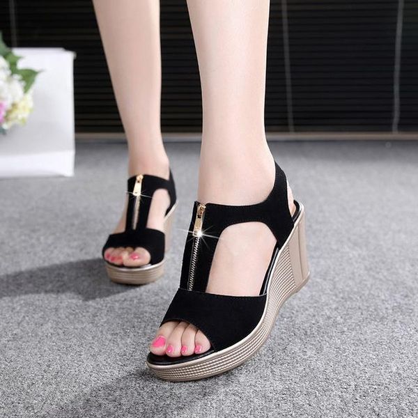 summer roman female sandals korean fashion wedge with fish mouth large size 32 33 42 43 women's shoes, Black
summer roman female sandals korean fashion wedge with fish mouth large size 32 33 42 43 women's shoes, Black