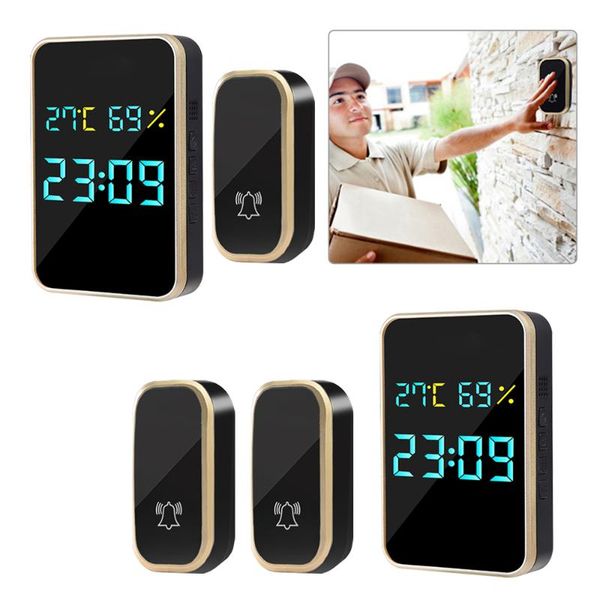doorbells wireless doorbell digital self generating time temperature humidity display intelligent with rings for home office
doorbells wireless doorbell digital self generating time temperature humidity display intelligent with rings for home office