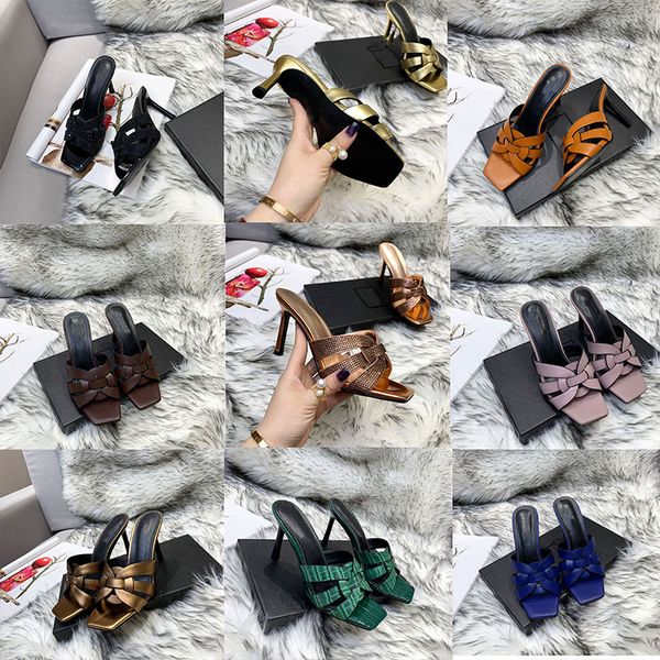 women sandals luxury designer shoes slide summer fashion stiletto heels laides slippery leather sandal slippers with box, Black
women sandals luxury designer shoes slide summer fashion stiletto heels laides slippery leather sandal slippers with box, Black