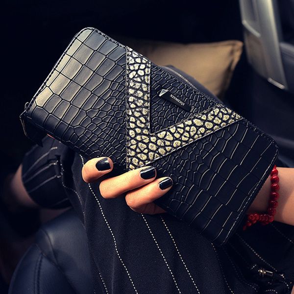 bag handbag women's wallet long korean zipper large capacity crocodile pattern trendy, Black;red
bag handbag women's wallet long korean zipper large capacity crocodile pattern trendy, Black;red