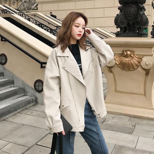 women's leather & faux autumn women jacket biker black beige coat turndown collar pu motorcycle jackets loose streetwear outerwear
women's leather & faux autumn women jacket biker black beige coat turndown collar pu motorcycle jackets loose streetwear outerwear