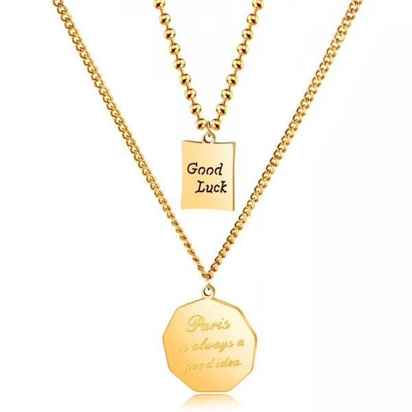 pendant necklaces firebros 2021 rose gold color stainless steel lucky tag paired layered chain necklace choker women elegant jewelry gifts, Silver
pendant necklaces firebros 2021 rose gold color stainless steel lucky tag paired layered chain necklace choker women elegant jewelry gifts, Silver