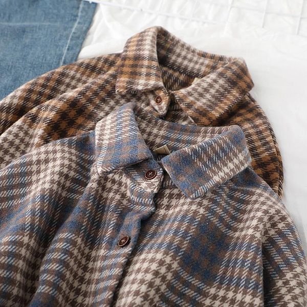 women's blouses & shirts women spring and autumn thick woolen ladies plaid soft shirt party female vintage, White
women's blouses & shirts women spring and autumn thick woolen ladies plaid soft shirt party female vintage, White