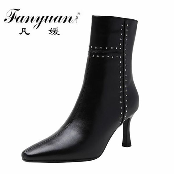 boots fanyuan 2021 winter rivet side zipper shoes woman heels elegant genuine leather high hels party dancing bo, Black
boots fanyuan 2021 winter rivet side zipper shoes woman heels elegant genuine leather high hels party dancing bo, Black