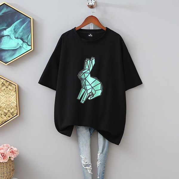 plus short-sleeved t-shirt women's mid-length cotton korean style diamond print base shirt women clothes, White
plus short-sleeved t-shirt women's mid-length cotton korean style diamond print base shirt women clothes, White