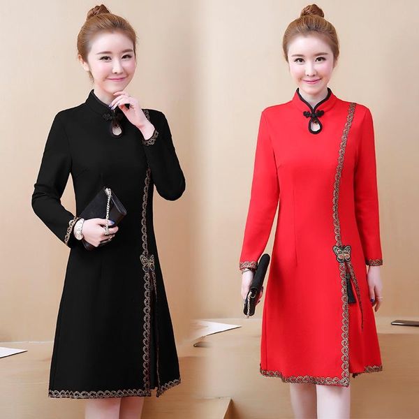 casual dresses winter 2021 red dress year women plus size cheongsam chinese style quilted warm retro national ladies ta1327, Black;gray
casual dresses winter 2021 red dress year women plus size cheongsam chinese style quilted warm retro national ladies ta1327, Black;gray