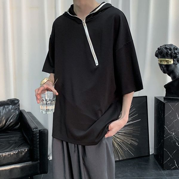hoodies summer hooded t-shirt men's fashion solid color casual t shirt men streetwear korean loose hip-hop short-sleeved tshirt mens, Black
hoodies summer hooded t-shirt men's fashion solid color casual t shirt men streetwear korean loose hip-hop short-sleeved tshirt mens, Black