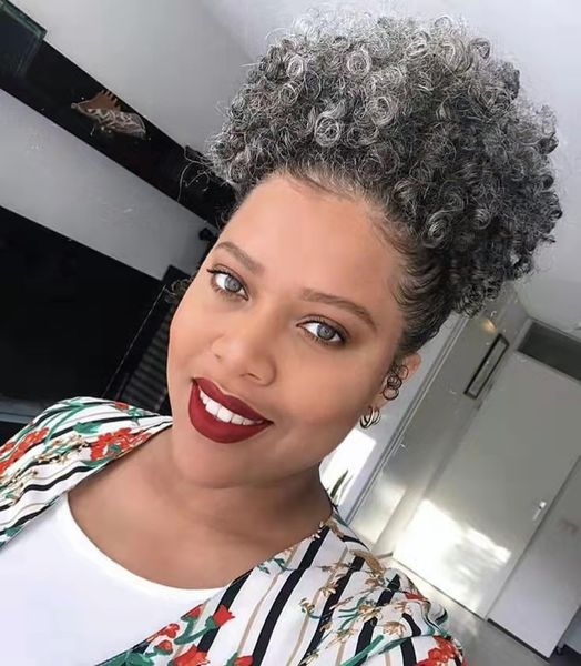 salt and pepper silver grey kinky curly ponytail human hair extension short natural afro puff bun chignon women gray drawstring extension 12, Black
salt and pepper silver grey kinky curly ponytail human hair extension short natural afro puff bun chignon women gray drawstring extension 12, Black
