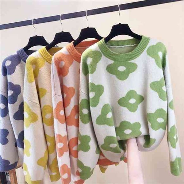 ins fashion women oversize womens sweaters spring autumn knit flower jumpers, White;black
ins fashion women oversize womens sweaters spring autumn knit flower jumpers, White;black