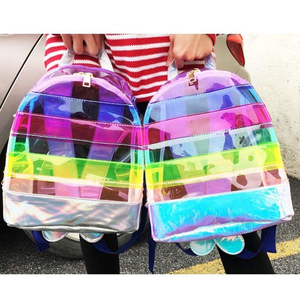 rainbow pvc waterproof backpack transparent school bag bookbag for boys girls storage double shoulder travel bags
rainbow pvc waterproof backpack transparent school bag bookbag for boys girls storage double shoulder travel bags