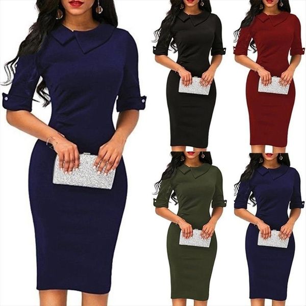 summer solid color midi women dresses turn down collar half sleeve bodycon verano mujer, Black;gray
summer solid color midi women dresses turn down collar half sleeve bodycon verano mujer, Black;gray