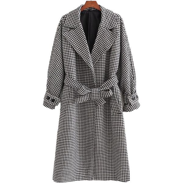 women's wool & blends nice vintage woman grey houndstooth long loose woolen coat fad fashion ladies autumn sashes outerwear female over, Black
women's wool & blends nice vintage woman grey houndstooth long loose woolen coat fad fashion ladies autumn sashes outerwear female over, Black