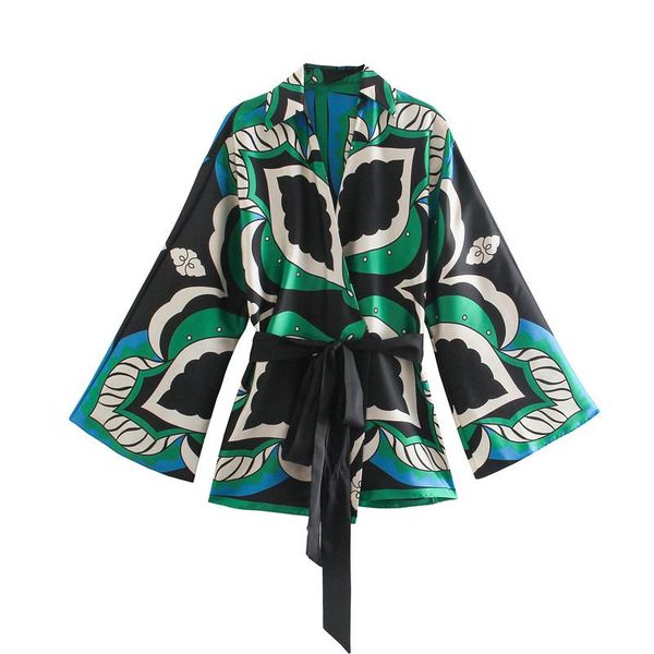 women's blouses & shirts trendy women vintage fashion tropical leaves printed wrap kimono with belt casual summer, White
women's blouses & shirts trendy women vintage fashion tropical leaves printed wrap kimono with belt casual summer, White