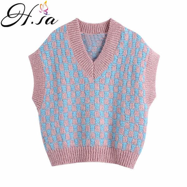 h.sa women v neck sleeveless sweater vest knitted jumper autumn winter split plaid korean preppy pullover loose casual 210716, White
h.sa women v neck sleeveless sweater vest knitted jumper autumn winter split plaid korean preppy pullover loose casual 210716, White