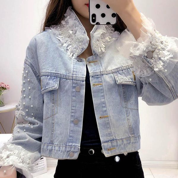 fashion beading lace ruffles short denim coat women high street autumn long sleeve light bule jean jacket female s- women's jackets, Black;brown
fashion beading lace ruffles short denim coat women high street autumn long sleeve light bule jean jacket female s- women's jackets, Black;brown