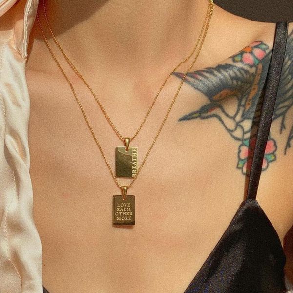pendant necklaces english words square brand necklace electroplated 18k gold titanium steel chain, Silver
pendant necklaces english words square brand necklace electroplated 18k gold titanium steel chain, Silver