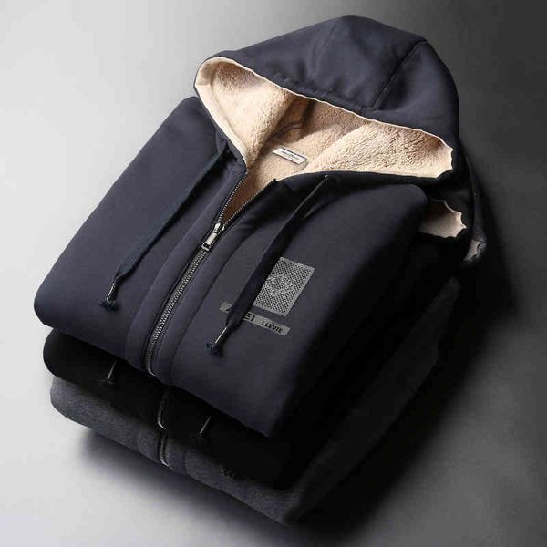 men's cardigan hooded sweater winter korean large wear plush thickened lamb wool zipper coat men's, Black
men's cardigan hooded sweater winter korean large wear plush thickened lamb wool zipper coat men's, Black