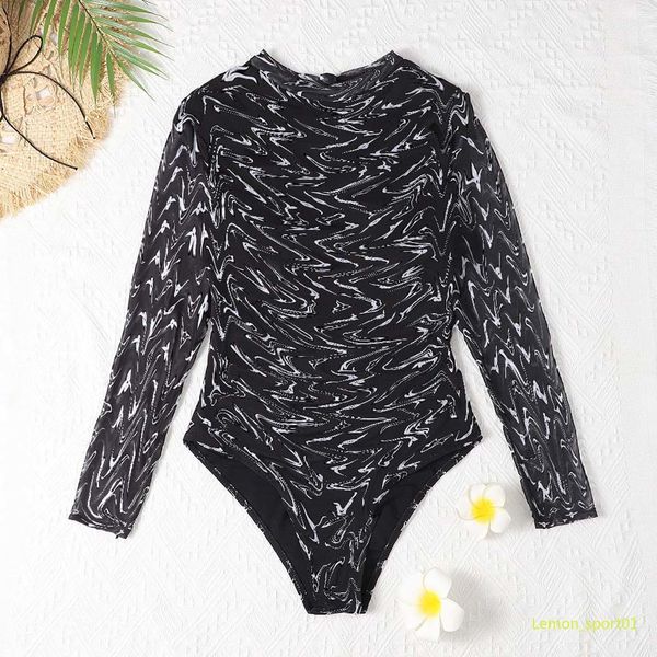 lemon one piece mesh long sleeve ladies swimwear designer letter print women's bikini summer swimsuit 1110, Black
lemon one piece mesh long sleeve ladies swimwear designer letter print women's bikini summer swimsuit 1110, Black
