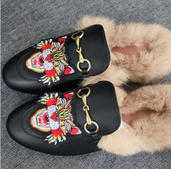 designer's new fashion rabbit hair flat bottom half lug women's shoes autumn and winter thick furry slippers warm embroidered shoe, Black
designer's new fashion rabbit hair flat bottom half lug women's shoes autumn and winter thick furry slippers warm embroidered shoe, Black