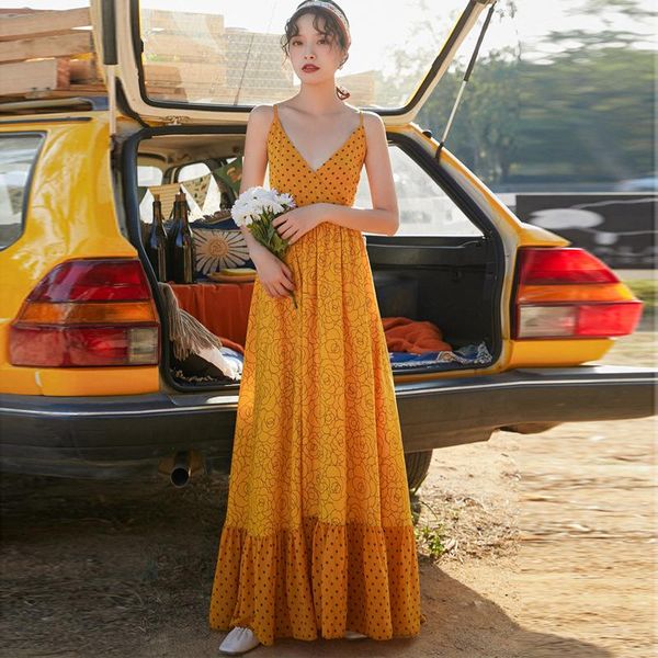 casual dresses yellow polka dot dress woman v-neck back lace up long bohemian beach female holiday vintage elegant maxi, Black;gray
casual dresses yellow polka dot dress woman v-neck back lace up long bohemian beach female holiday vintage elegant maxi, Black;gray