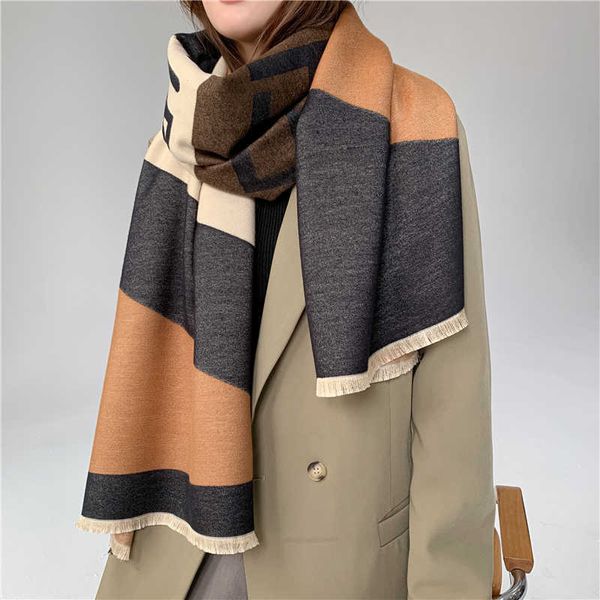 luna&dolphin women winter scarf warm knitted color matching soft woolen tippet imitation cashmere pashmina blanket big shawl q0828, Blue;gray
luna&dolphin women winter scarf warm knitted color matching soft woolen tippet imitation cashmere pashmina blanket big shawl q0828, Blue;gray