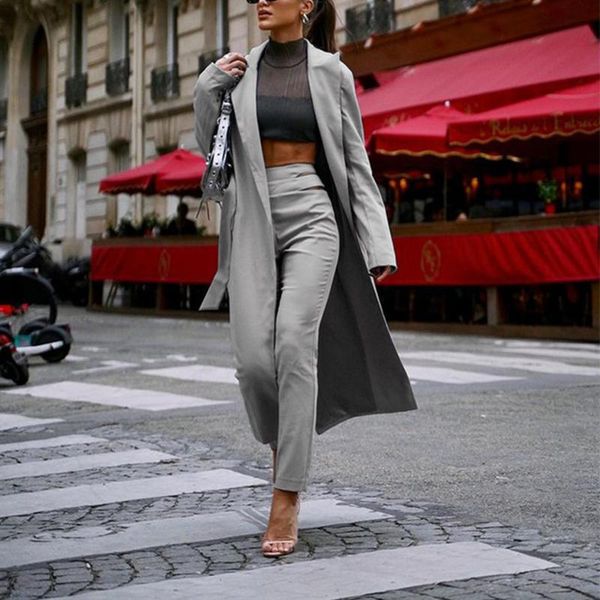 women's two piece pants 2021 autumn winter sets solid color long trench coat high waist fashion design sleeve commute outfit, White
women's two piece pants 2021 autumn winter sets solid color long trench coat high waist fashion design sleeve commute outfit, White