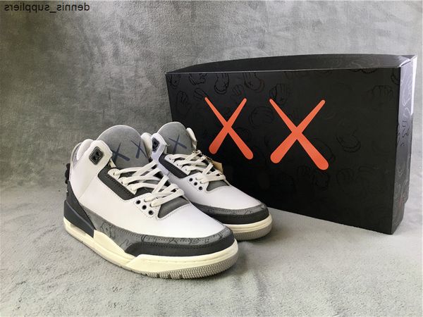 jumpman 3 3s shoe kaws grey white mens basketball shoes