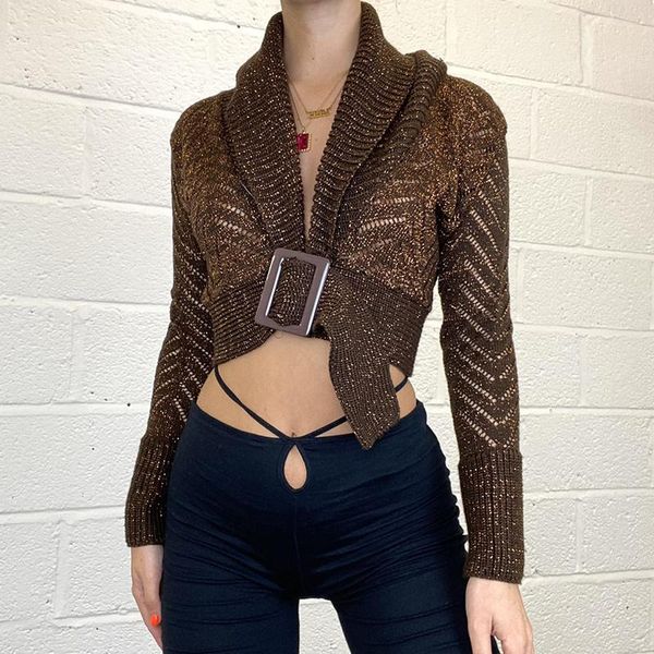 women's sweaters brown glitter knitted vintage cropped buckle jackets for women 2021 high street elegant v neck long sleeve sweater coa, White;black
women's sweaters brown glitter knitted vintage cropped buckle jackets for women 2021 high street elegant v neck long sleeve sweater coa, White;black
