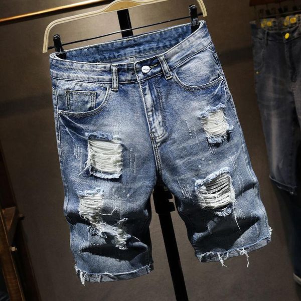 summer thin denim shorts men's trend light blue color fashion pants loose personality ripped jeans men clothes, White;black
summer thin denim shorts men's trend light blue color fashion pants loose personality ripped jeans men clothes, White;black
