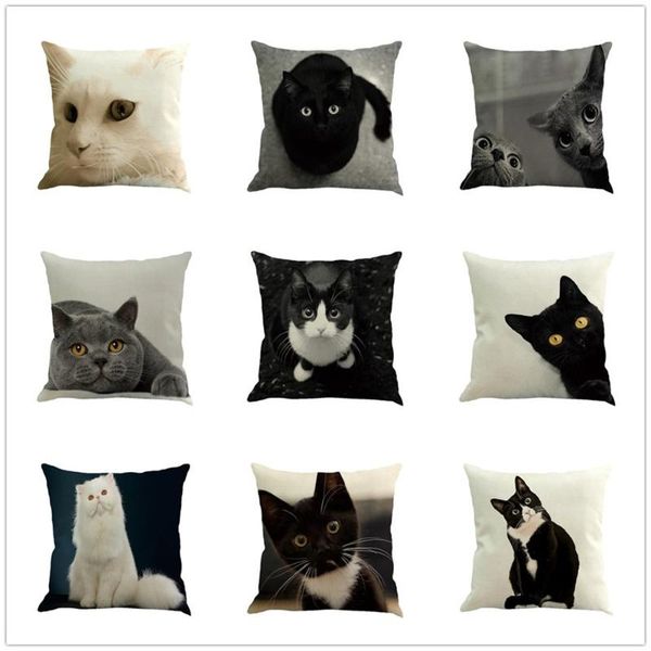 pillow case rom linen cover black white hand painting cute cat kitchen chair home decorative 45*45cm
pillow case rom linen cover black white hand painting cute cat kitchen chair home decorative 45*45cm