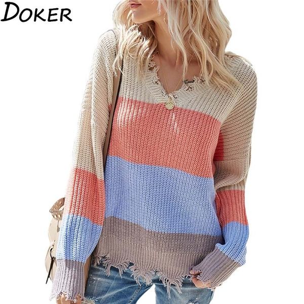 autumn new vintage striped pullover sweater women v-neck long sleeve backless sweater female casual loose knitted sweater 210423, White;black
autumn new vintage striped pullover sweater women v-neck long sleeve backless sweater female casual loose knitted sweater 210423, White;black