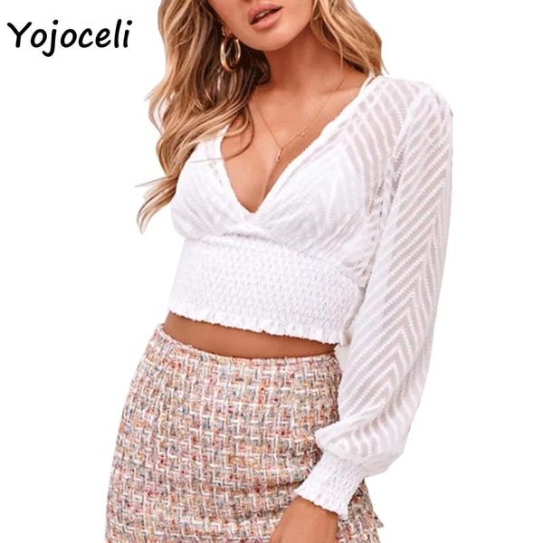 women's blouses & shirts yojoceli 2021 see through lace shirt v neck long sleeve streetwear cropped, White
women's blouses & shirts yojoceli 2021 see through lace shirt v neck long sleeve streetwear cropped, White