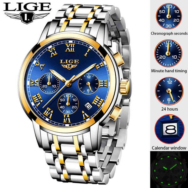 lige new watches men luxury brand chronograph sports waterproof all steel quartz 's watch relogio masculino+box, Silver
lige new watches men luxury brand chronograph sports waterproof all steel quartz 's watch relogio masculino+box, Silver