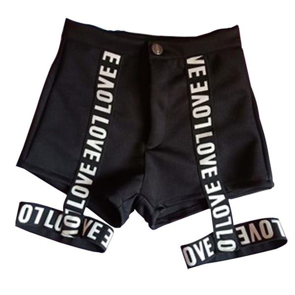 women's shorts love letter printed punk rock metal elastic belt band gothic skinny women high waist, White;black
women's shorts love letter printed punk rock metal elastic belt band gothic skinny women high waist, White;black