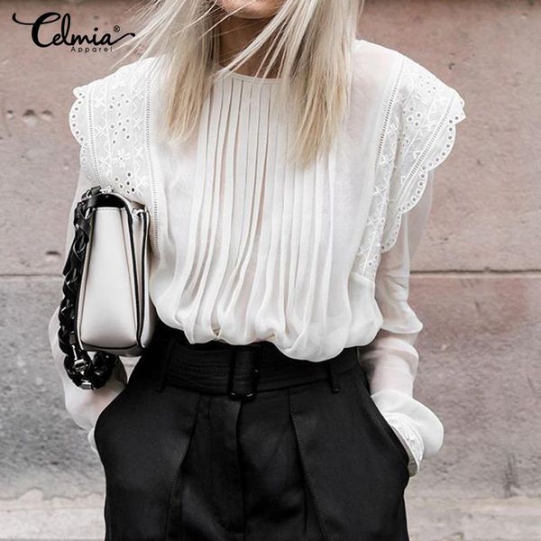 fashion chiffon blouse women white shirt celmia 2021 summer long sleeve casual loose ruffles transparent pleated blusas 5xl women's bl
fashion chiffon blouse women white shirt celmia 2021 summer long sleeve casual loose ruffles transparent pleated blusas 5xl women's bl