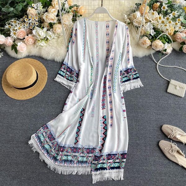 women's jackets spring summer jacket retro ethnic style printed thin open stitch tassel stitching loose female coats qx961, Black;brown
women's jackets spring summer jacket retro ethnic style printed thin open stitch tassel stitching loose female coats qx961, Black;brown