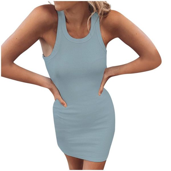 casual dresses women summer fashion solid color round neck seeveless package hip dress mini vestidos mujer, Black;gray
casual dresses women summer fashion solid color round neck seeveless package hip dress mini vestidos mujer, Black;gray