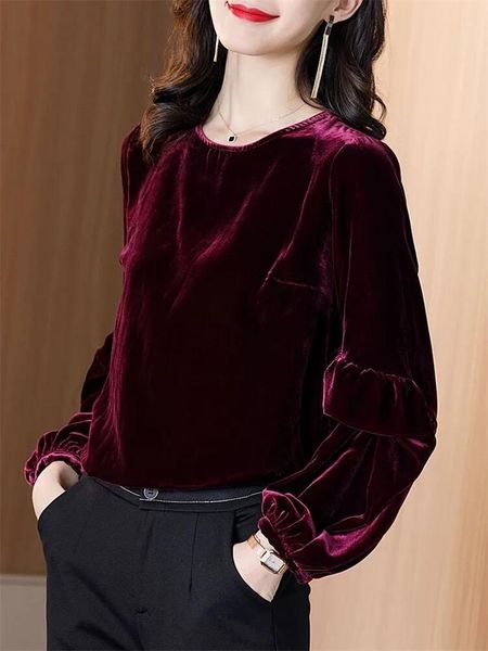 long sleeves velvet blouses women's autumn winter ruffles casual loose fashion clothing plus size -7xl & shirts, White
long sleeves velvet blouses women's autumn winter ruffles casual loose fashion clothing plus size -7xl & shirts, White