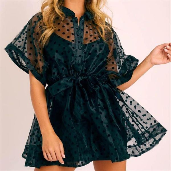 mesh polka dot women dresses shirt dress see through sheer mini fashion batwing sleeve lace up waist flare, Black;gray
mesh polka dot women dresses shirt dress see through sheer mini fashion batwing sleeve lace up waist flare, Black;gray