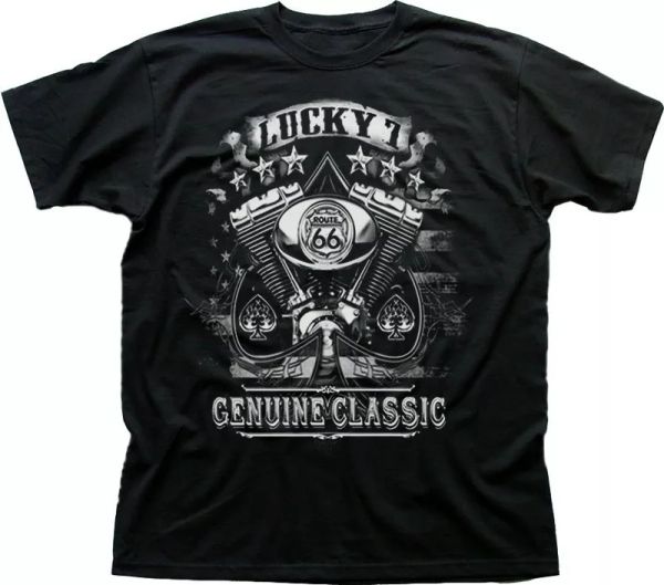 Lucky 7 Route 66 American Classic Harley twin mototrcycle black t-shirt FN9426, White;black
Lucky 7 Route 66 American Classic Harley twin mototrcycle black t-shirt FN9426, White;black