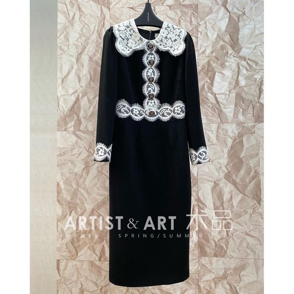 casual dresses svoryxiu 2021 spring summer runway high-end acetate black party long dress women's button lace patchwork, Black;gray
casual dresses svoryxiu 2021 spring summer runway high-end acetate black party long dress women's button lace patchwork, Black;gray