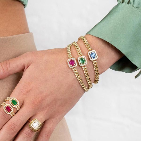 link, chain gold color 5mm cuban link red blue green colorful cz cluster charm fashion women bracelet, Black
link, chain gold color 5mm cuban link red blue green colorful cz cluster charm fashion women bracelet, Black