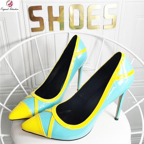 dress shoes fashion patent leather women pumps pointed toe shallow mixed colors blue yellow thin high heels woman big size 47, Black
dress shoes fashion patent leather women pumps pointed toe shallow mixed colors blue yellow thin high heels woman big size 47, Black