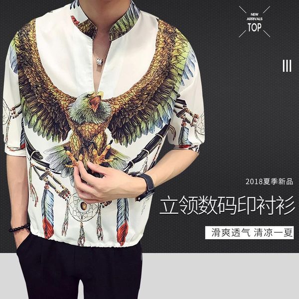 men's dress shirts 2021 summer standing collar pullover digital printing shirt fashion breathable korean casual 5-sleeve middle sleeve, White;black
men's dress shirts 2021 summer standing collar pullover digital printing shirt fashion breathable korean casual 5-sleeve middle sleeve, White;black